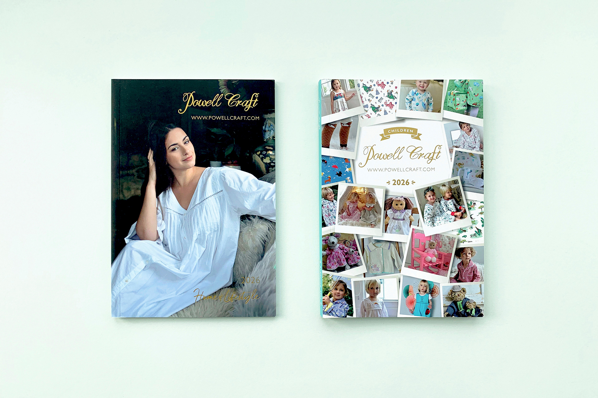 Front cover design of large catalogue, spread design, gold foil details