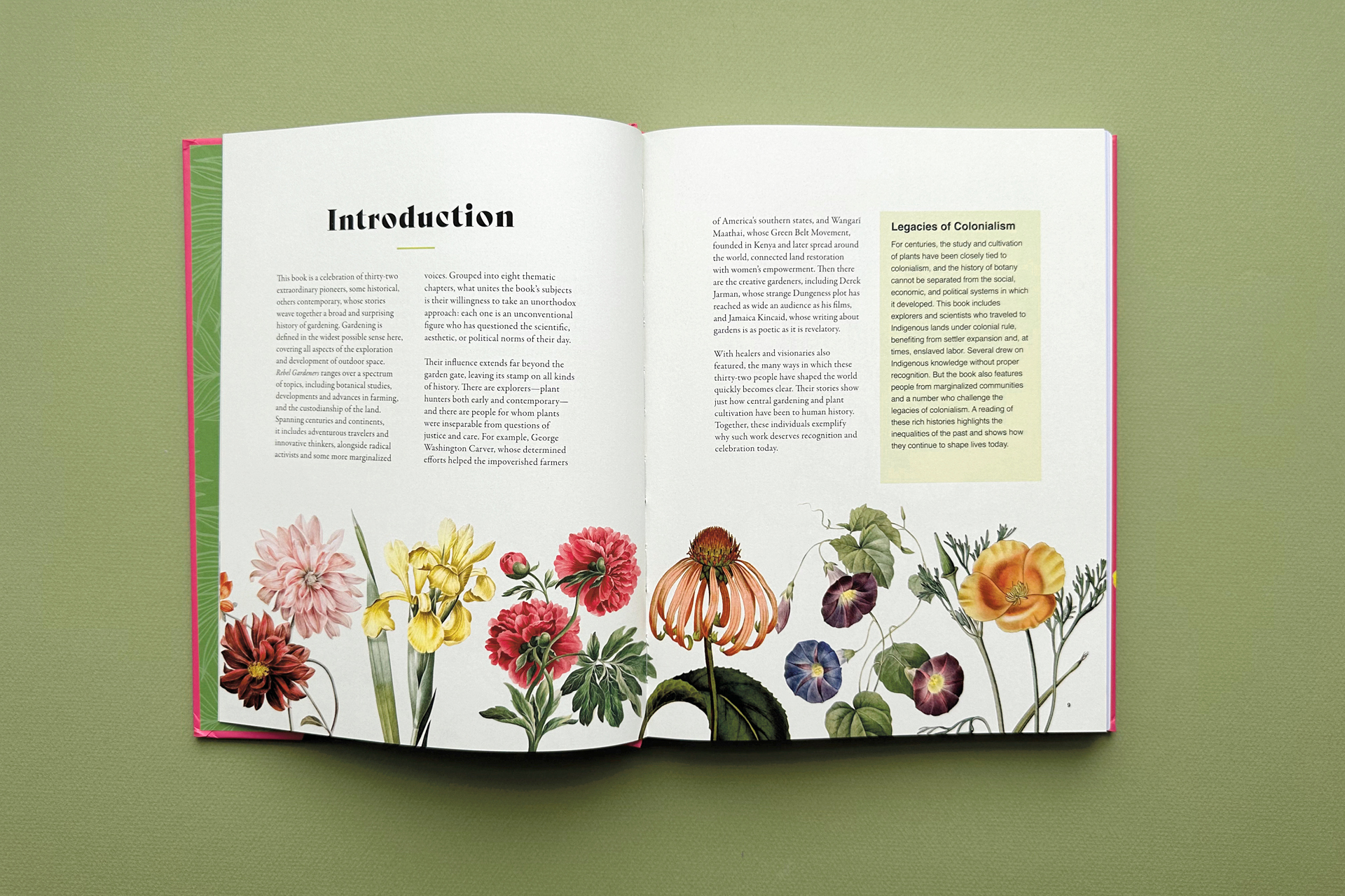 Spread design for the hardback book Rebel Gardeners